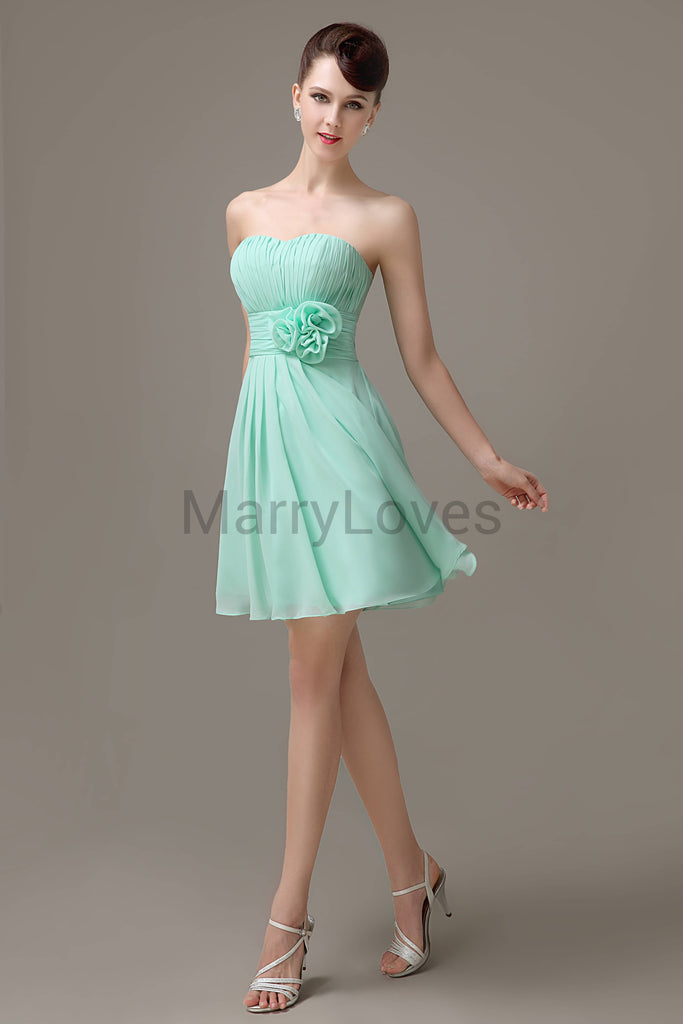 Strapless Pleats Chiffon Bridesmaid Dresses