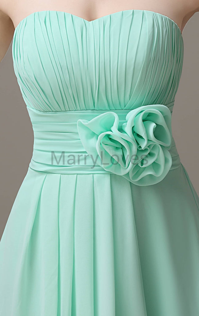 Strapless Pleats Chiffon Bridesmaid Dresses