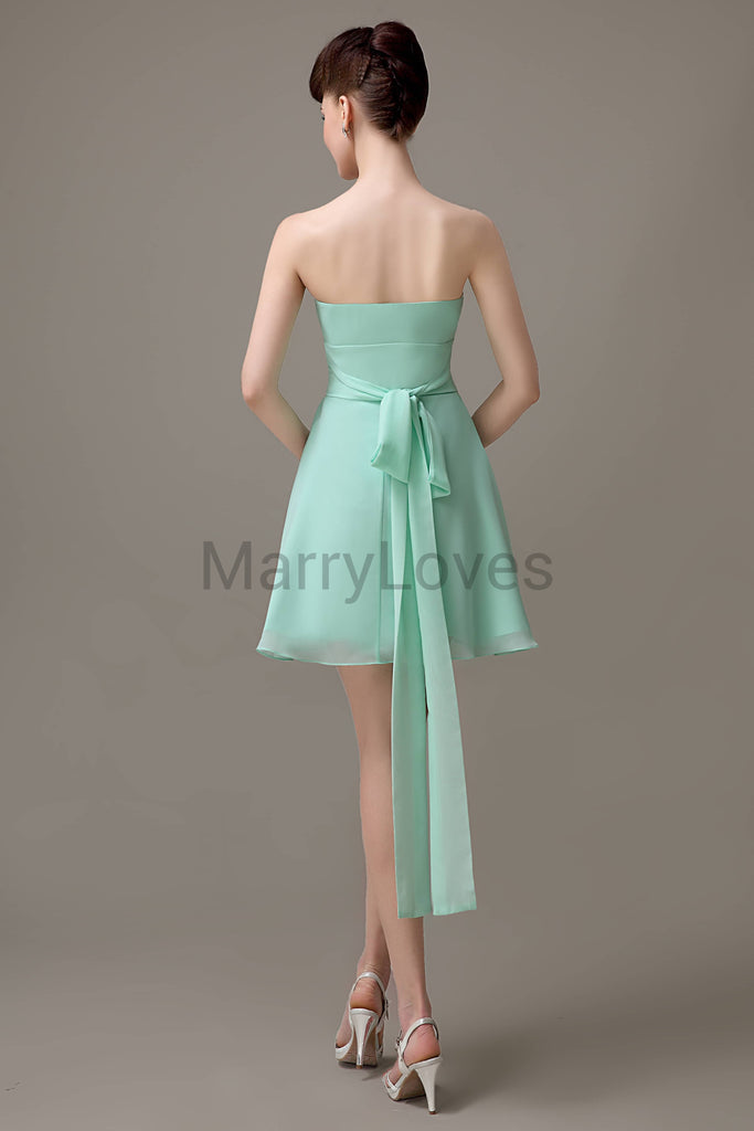 Strapless Pleats Chiffon Bridesmaid Dresses