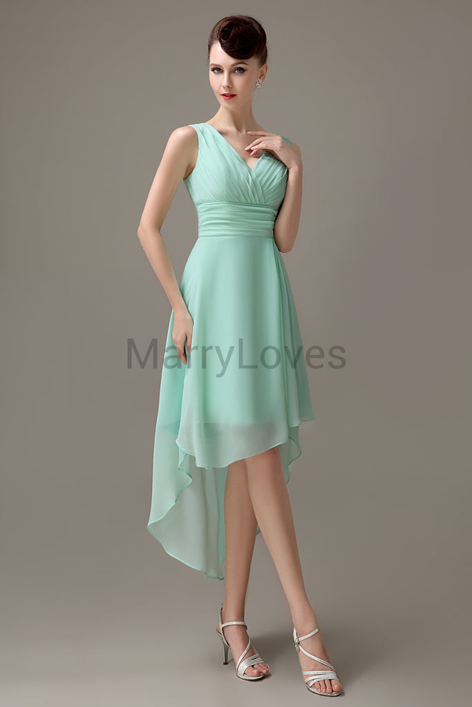 V-Neck Pleated Chiffon Bridesmaid Dresses