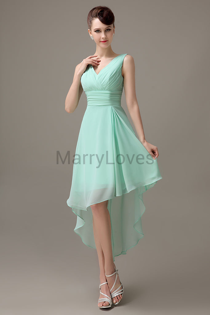 V-Neck Pleated Chiffon Bridesmaid Dresses