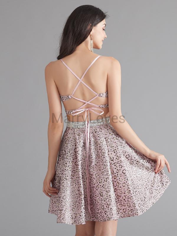 Unique Spaghetti Straps Crisscross Back Freshman Homecoming Dresses, FHD0006