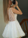 Halter Full Lace Sleeveless V-back Cute Short Homecoming Dresses, HD0525