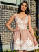 A-Line V-neck Appliques Cheap Short Homecoming Dresses, HD0503