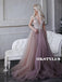 A-line Spaghetti Straps V-neck Beading Backless Tulle Prom Dresses, PD0602