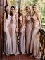 Sheath Simple Cheap Long Backless Bridesmaid Dresses With Train, BD0600