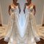 Applique Sexy Online V Neck Ivory Fashion Long Prom Wedding Dresses, BG51501 - Bubble Gown