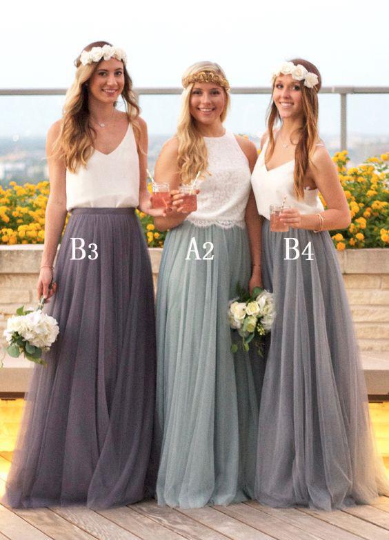 Beautiful Mismatched Long Wedding Party Bridesmaid Dresses, BG51555