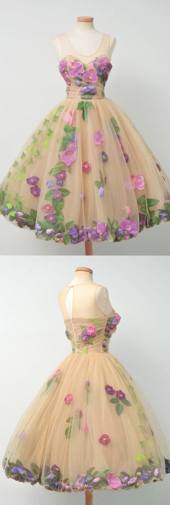 Beautiful Unique Flowers Gorgeous Lovely Short Homecoming Dresses, BG51605 - Bubble Gown