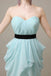 Sweetheart Neck Short Dress with Black Belt.