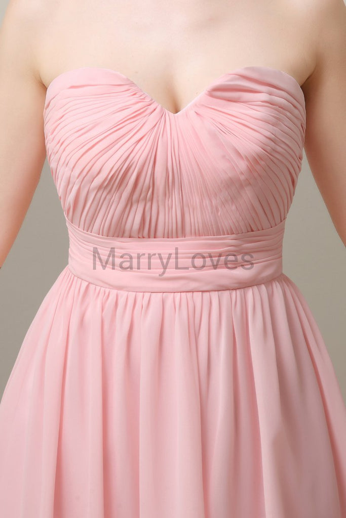 Sweetheart Neck Knee Length Chiffon Bridesmaid Dresses