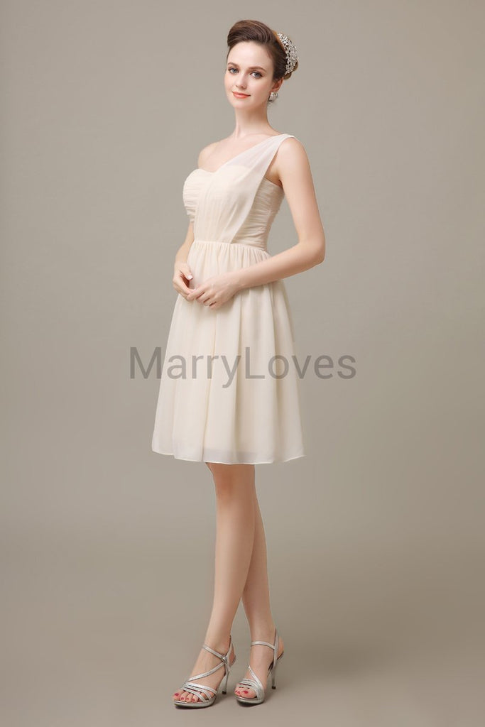 One shoulder Pleats Chiffon Bridesmaid Dresses