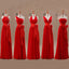 A Line Mismatched Junior Red Long Bridesmaid Dresses with Bow, BG51283 - Bubble Gown