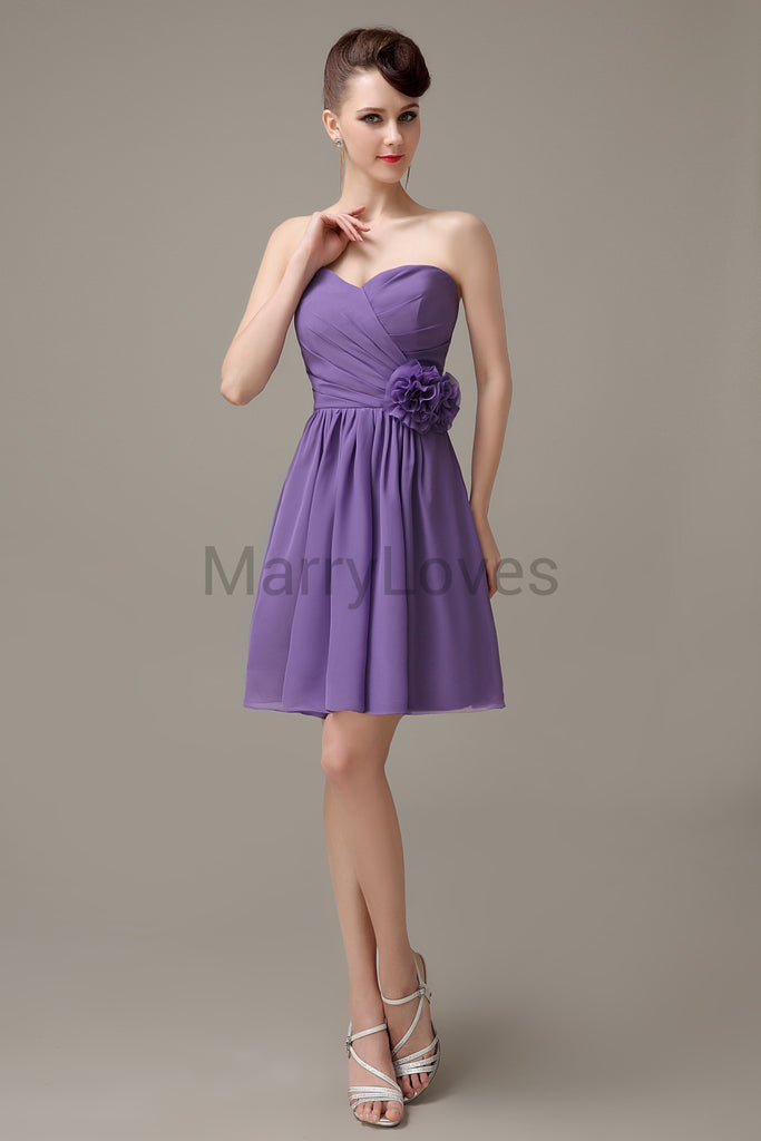 Sweetheart Chiffon Short Bridesmaid Dresses