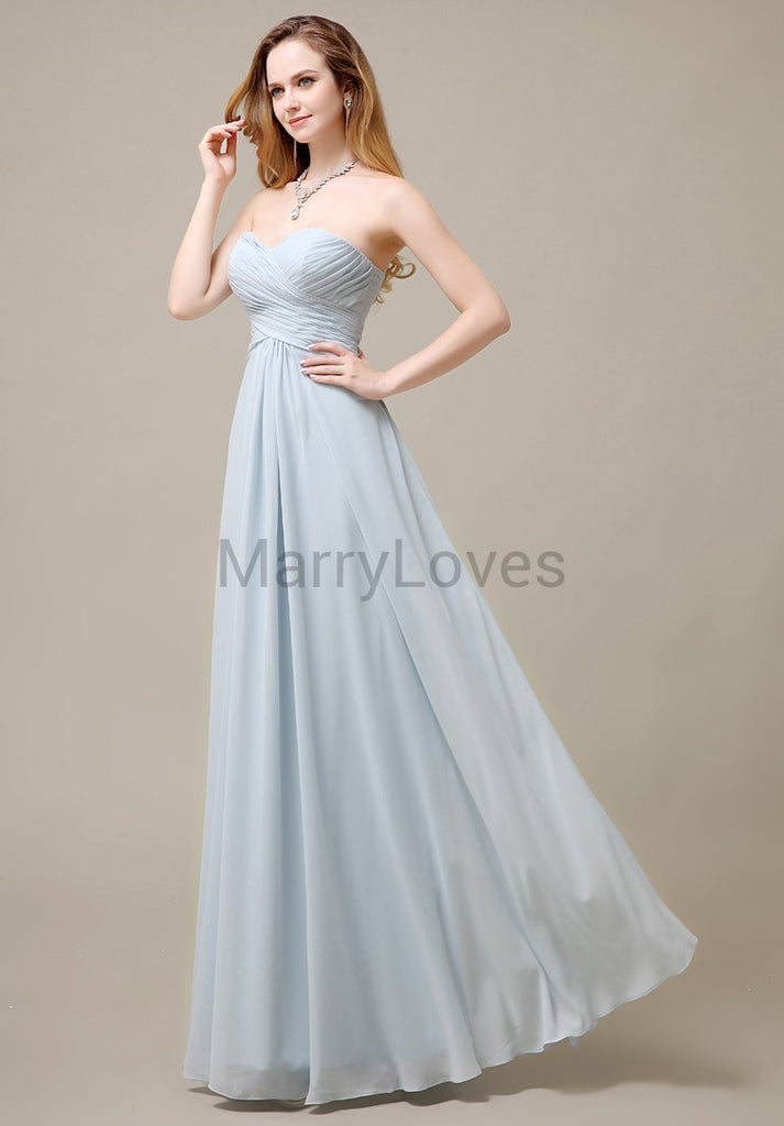 Cross-Pleated Chiffon Bridesmaid Dress with Sweetheart