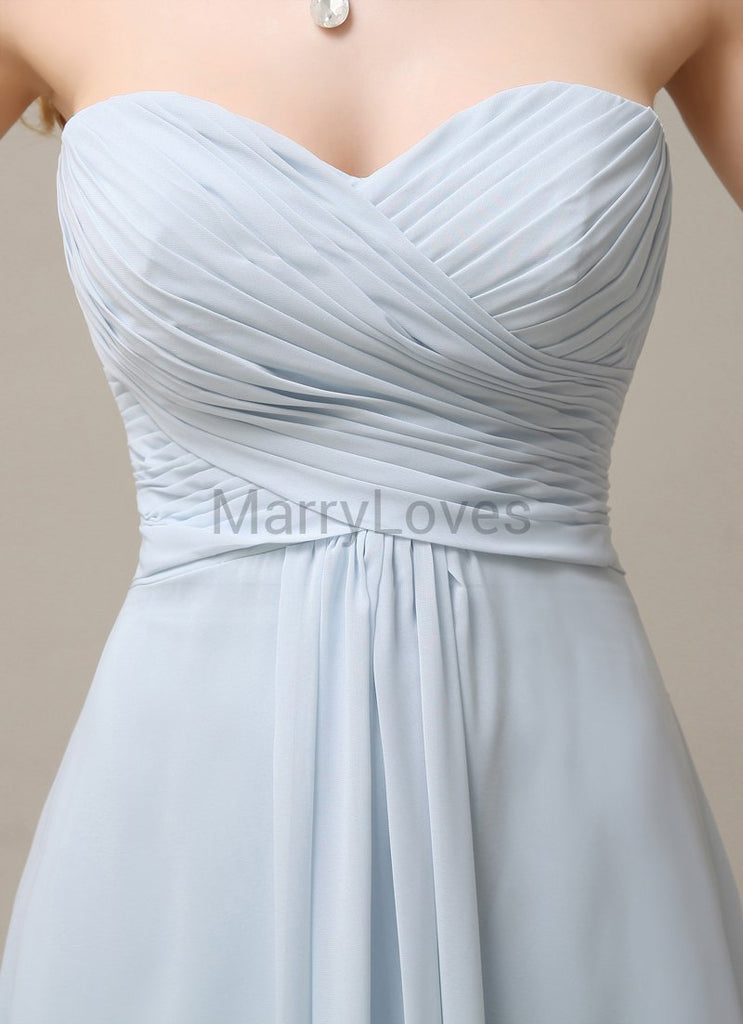 Cross-Pleated Chiffon Bridesmaid Dress with Sweetheart