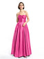 Strapless Stain Lace-up Back Floor-length Prom Dresses