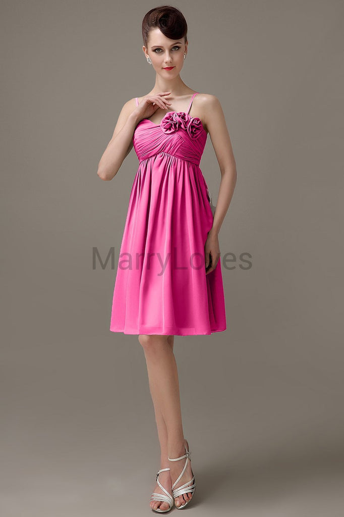 Spaghetti Strap Chiffon Short Bridesmaid Dresses