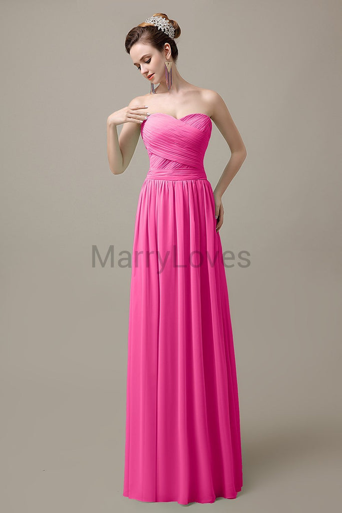 Sweetheart Pleats Chiffon Bridesmaid Dresses