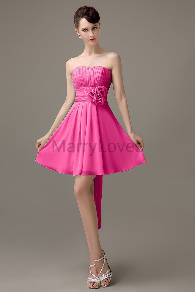 Strapless Pleats Chiffon Bridesmaid Dresses