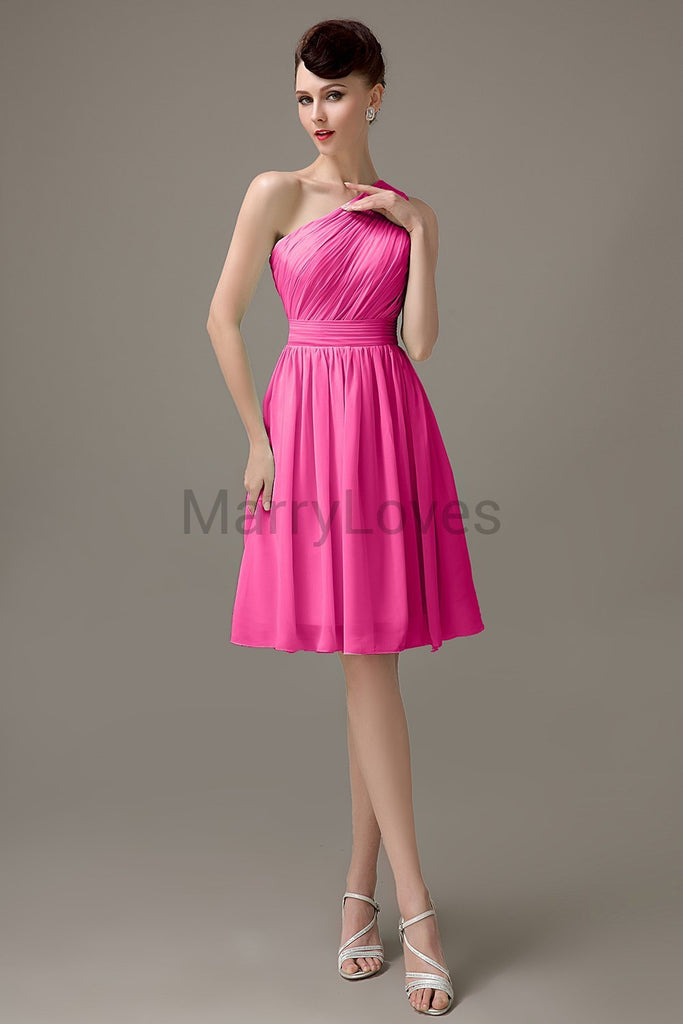 One Shoulder Pleats Bridesmaid Dresses