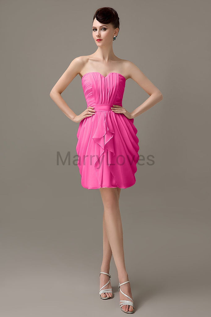 Sweetheart Chiffon Short Bridesmaid Dresses