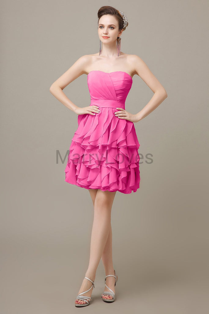 Sweetheart Ruffles Short Bridesmaid Dresses