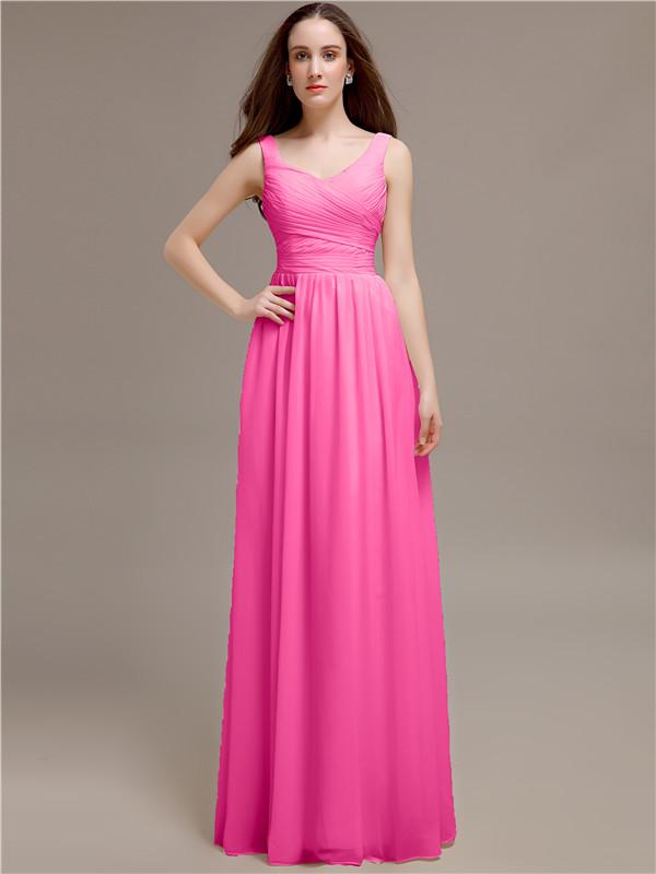 Scoop Neck Sleeveless Pleats Bridesmaid Dresses