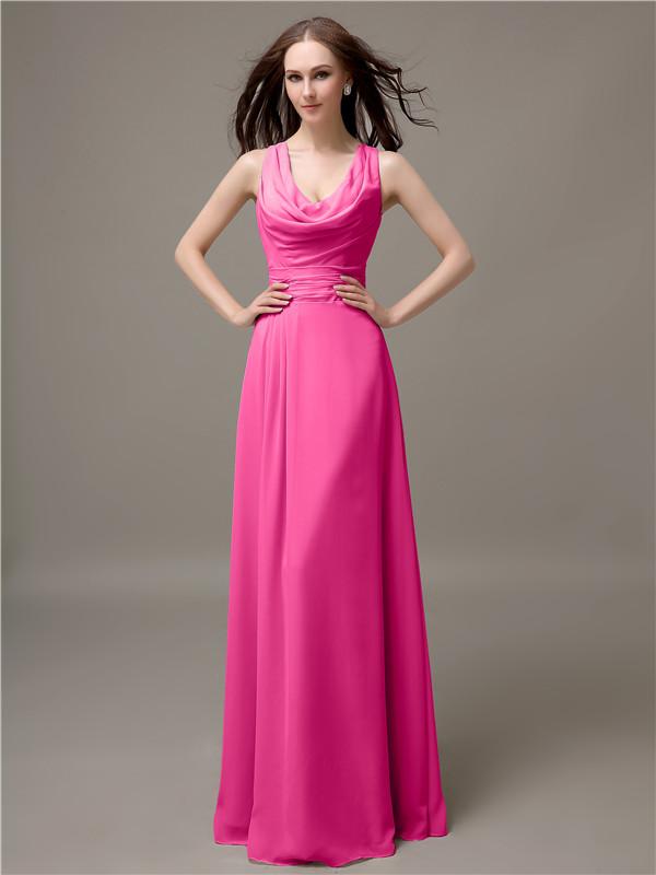 A-line Jewel Neck Floor-length Bridesmaid Dresses