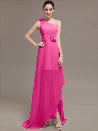 One Shoulder Flowers Bridesmaid Dresses
