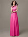 Floor-length Cap Sleeves Appliques Chiffon Bridesmaid Dresses