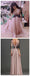 Black Applique Popular Dusty Pink V-neck Long Sleeve Cheap Long Prom Dresses, BG51019 - Bubble Gown