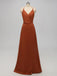 Spaghetti Straps V-neck Simple Backless Long Bridesmaid Dresses, BD0551