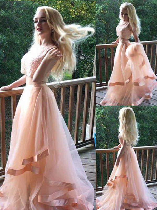 2 Pieces Popular Teenage Charming Inexpensive Long Prom Dresses, BG51478