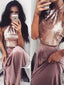 2 Pieces Sequin Top Halter Cheap Long Beach Prom Dresses, BG51552