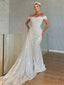 Off Shoulder White Sequins Mermaid Long Evening Prom Dresses, Custom High Slit Prom Dress, BGS0039
