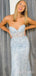Mermaid Dusty Blue Tulle Appliques Long Evening Prom Dresses, Custom Strapless Prom Dress, BGS0060