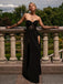 A-line Black Strapless Long Evening Prom Dresses, Custom Prom Dress, BGS0081