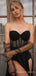A-line Black Strapless Long Evening Prom Dresses, Custom Prom Dress, BGS0081
