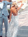 Formal Silver Sequins V-neck Spaghetti Straps Long Evening Prom Dresses, Custom Prom Dress, BGS0200