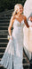 Formal Silver Sequins V-neck Spaghetti Straps Long Evening Prom Dresses, Custom Prom Dress, BGS0200