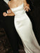 Simple Ivory Satin Spaghetti Straps Long Mermaid Evening Prom Dresses, Custom wedding Dress, BGS0208