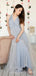 Grey Bridesmaid dress with tulle skirt Long convertible Bridesmaid Dresses , BN1003