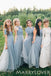 Grey Bridesmaid dress with tulle skirt Long convertible Bridesmaid Dresses , BN1003