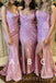 Spaghetti Straps Silver Sparkly Mermaid Long Mermaid Bridesmaid Dresses , BN1015