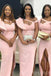 Mermaid Pink Side Slit Long A-line Bridesmaid Dresses , BN1043