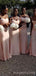 Spaghetti Straps Pink Satin Mermaid Long Sweetheart Bridesmaid Dresses , BN1045