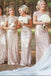 Gold Sequin Cap Sleeves Long Mermaid Bridesmaid Dresses , BN1059