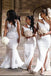 Mermaid White Satin One Shoulder Long Bridesmaid Dresses , BN1087