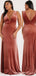 Sheath/Column Copper Velvet Long Bridesmaid Dresses, BN1091